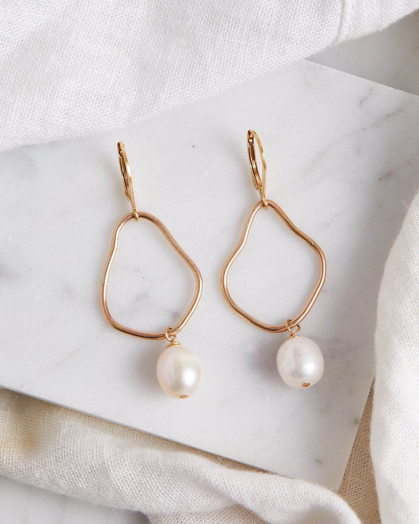 Organic Shaped Pearl Earrings