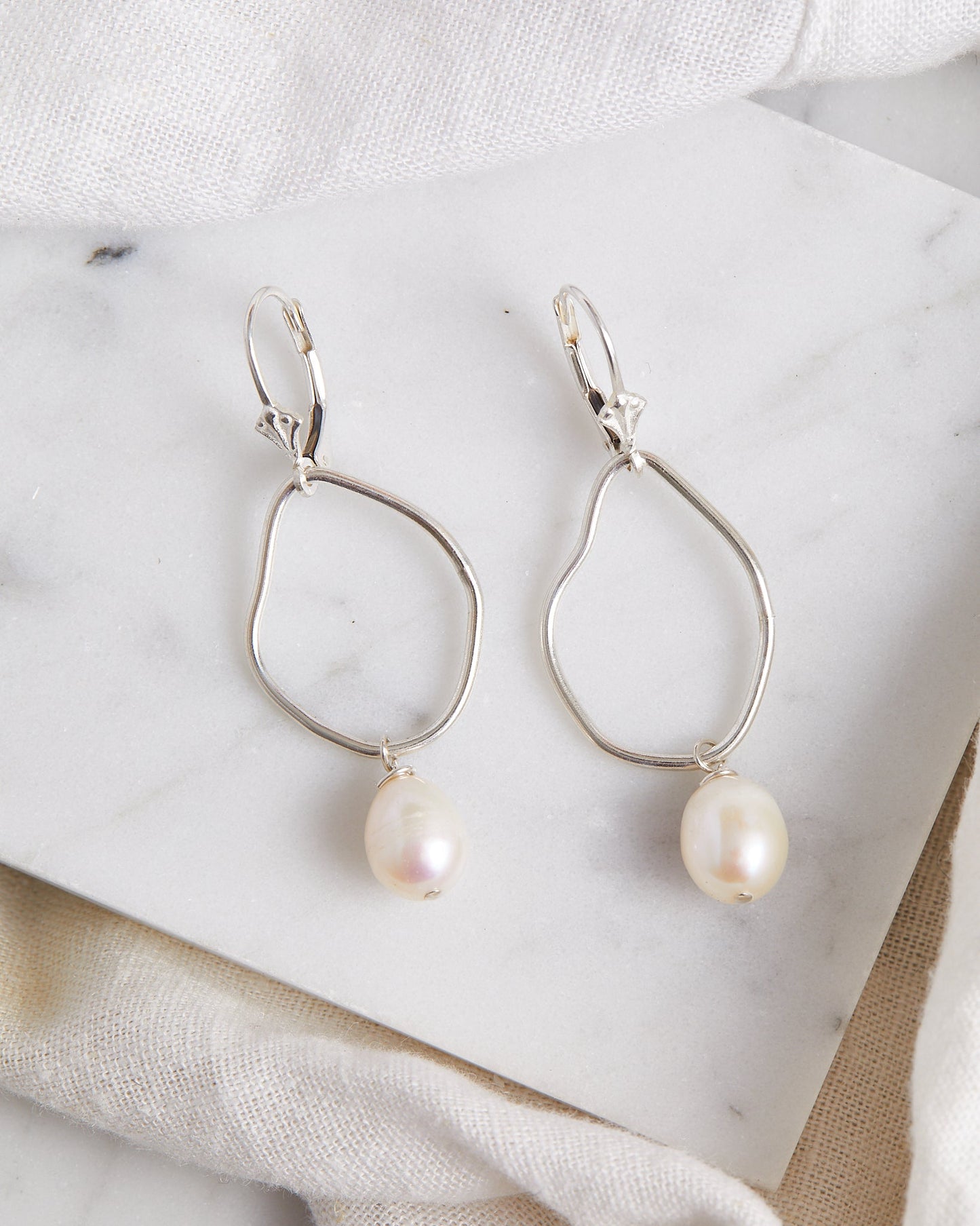 Organic Shaped Pearl Earrings