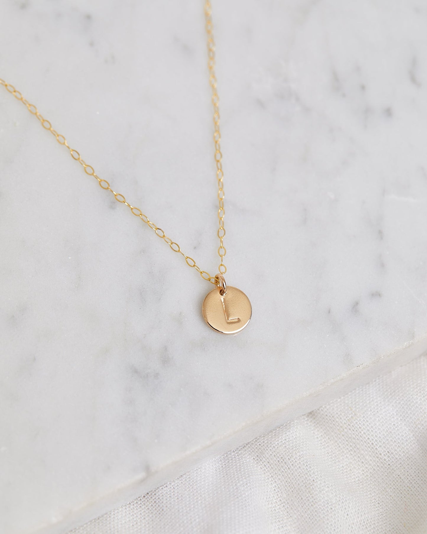 Stamped Initial Necklace - Circle