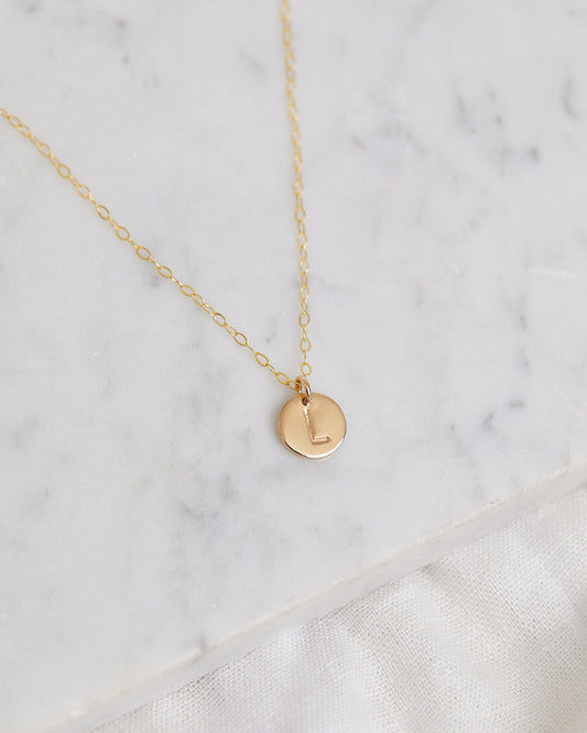 Stamped Initial Necklace - Circle