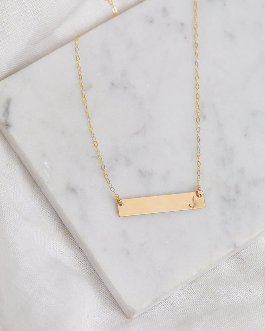 Stamped Initial Necklace - Bar