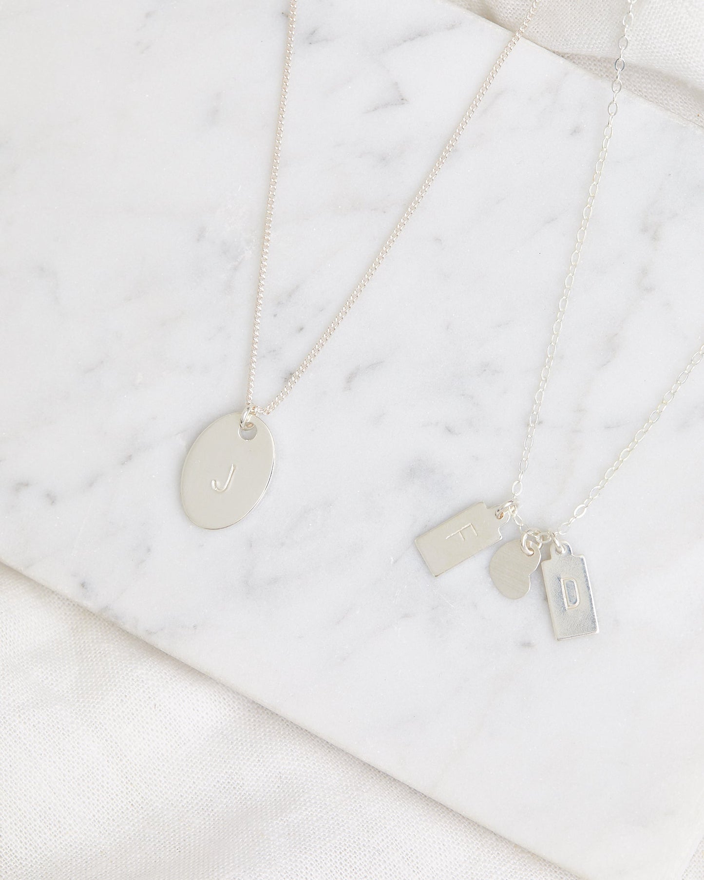 Oval Stamped Initial Necklace